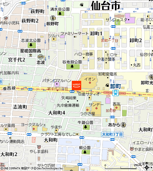 イオンスタイル仙台卸町付近の地図